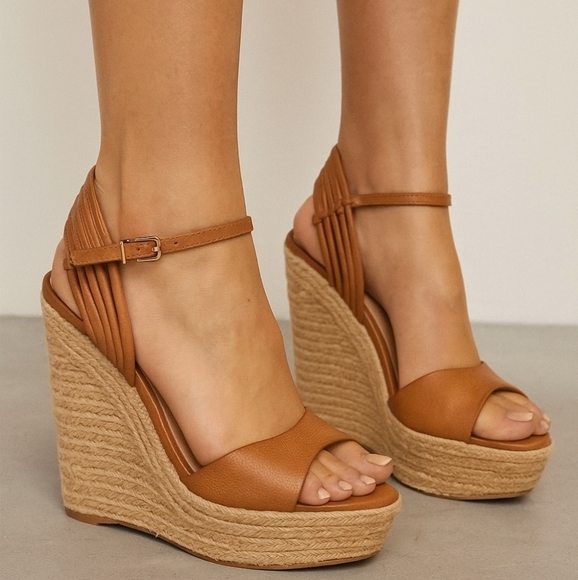 Forever 21 Brown Espadrille Wedge Sandals Size 6 - Picture 1 of 11
